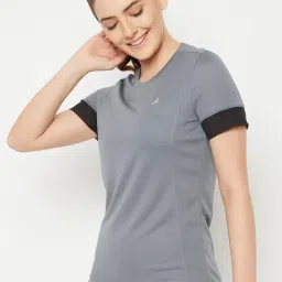 ATHLISIS Grey Polyester Solid Sports T-Shirt image 4