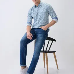 Parx Dark Blue Cotton Blended Slim Fit Jeans image 5