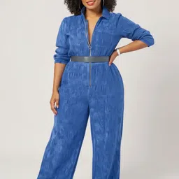 Sztori Women Shirt Collar Long Sleeves Basic Jumpsuit-image-0