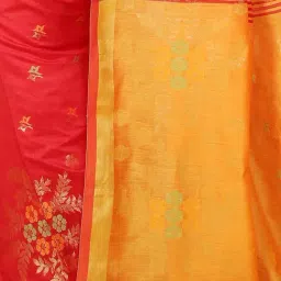 Bengal Handloom Red Art Silk Handloom Saree With Unstitched Blouse image 4