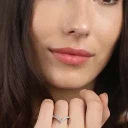 Clara 92.5 Sterling Silver Swiss Zirconia V-Shape Adjustable Ring image 5