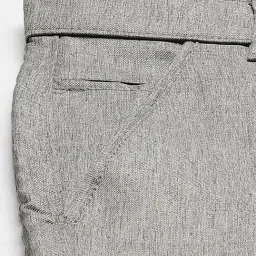 Sojanya Grey Cotton Regular Slim Fit Self Pattern Flat Front Trousers image 5