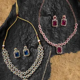 Zaveri Pearls Blue & Purple Alloy Sets for Women-image-39