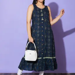 Globus Blue Printed Kurta-image-77