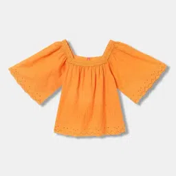 Blue Giraffe Girls Orange Cotton Solid 1 Top-image-78