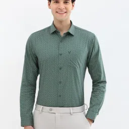 Allen Solly Green Cotton Slim fit Geometric Shirts-image-45
