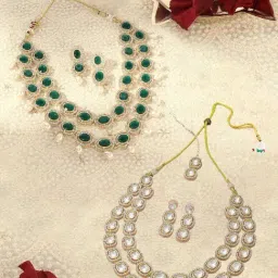 Zaveri Pearls Green Alloy Sets for Women-picture-20