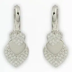 Touch925 Sterling Silver White Stone Charm Hoops for women-image-74