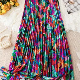 ZWERLON Printed A-Line Flared Maxi Skirt image 3