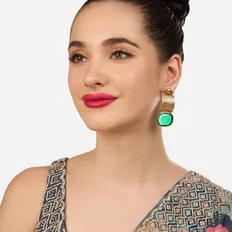 zaveri pearls Zaveri Set Of 2 Gold-Plated Artificial Stones Studded Animal Shaped Drop Earrings image 4