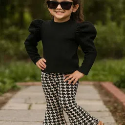 Ninas Girls Self Design Long Sleeves T-shirt With Trouser-picture-22
