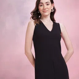 DressBerry V-Neck Sheath Dress with Front-Slit-picture-54