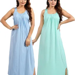 Inner Beats Women Pack Of 2 Multicoloured Cotton Blend Nightdress-picture-38
