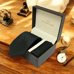 The Tie Hub Men Microfiber Woven Design Necktie & Pocket Square Gift Set-picture-36