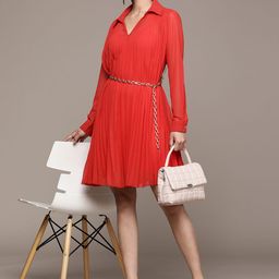 Label Ritu Kumar Georgette A-Line Dress With Inner And Belt-picture-45