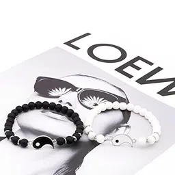 Lovemi Movements Unisex Set Of 2 Yin Yang Couple Artificial Stones Studded Charm Bracelet-picture-22