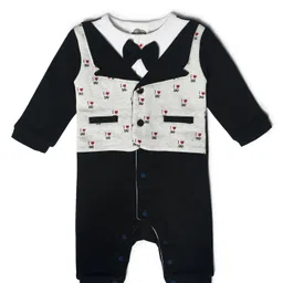 Mi Arcus 100% Cotton Full SleevesI Love Dad Printed Waistcoat Style Romper - Black-picture-16