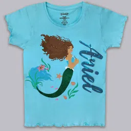 Kidsville Half Sleeves Cotton Little Mermaid Printed T-Shirt - Blue-picture-13