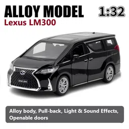 ADKD 1:32 Scale Die Cast Lexus LM300 Car Model Metal Car with Openable Doors & Pull Back with Sound and Light - (Colour May Vary/ Random Color)-image-97