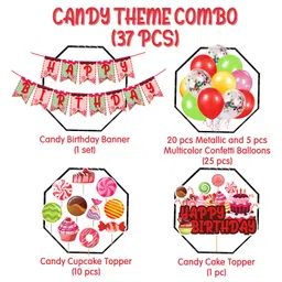 Zyozi Candy Theme Birthday Decoration Kit Multicolour - Pack of 37 image 2