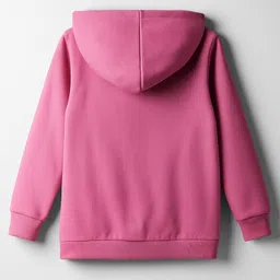 Tango Fleece Knit Full Sleeves Hooded Sweatshirt with Floral & Butterfly Print - Pink image 2