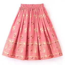Babyoye Viscose Koyari Print Half Sleeves Choli with Lehanga & Dupatta - Peach image 5