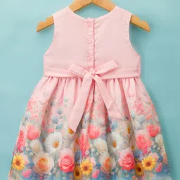 Babyhug Cotton Woven Full Sleeves Jacket & Frock With Floral Print & Lace Detailing - Pink image 5