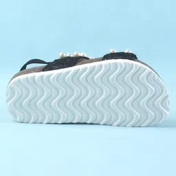 Babyoye Slip On Party Wear Sandals With Pearl Detailing - Black image 5