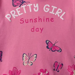 Tango Fleece Knit Full Sleeves Hooded Sweatshirt with Floral & Butterfly Print - Pink image 5