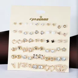 MEENAZ Gold-Plated Alloy Artificial Stones and Beads Studs-image-48