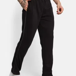 Octave Black Cotton Regular Fit Trackpants image 4