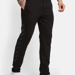 Octave Black Cotton Regular Fit Printed Trackpants image 4