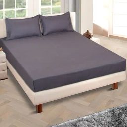 Romee Grey Microfibre Solid Bed Sheets-picture-0