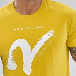 Spykar Yellow Slim Fit Printed T-Shirt image 4