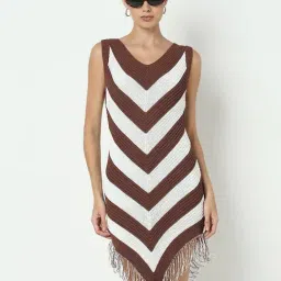 SHOWOFFFF Brown Striped Dress-image-19