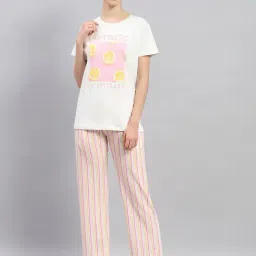 Monte Carlo White & Pink Graphic Print T-Shirt With Pyjamas-picture-28