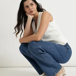 Fablestreet Blue Wide Leg Fit Jeans image 4