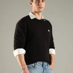 TOMMY HILFIGER Black Regular Fit Cotton T-Shirt image 4