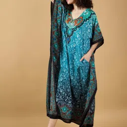 The Kaftan Company Blue Printed Kaftan image 4