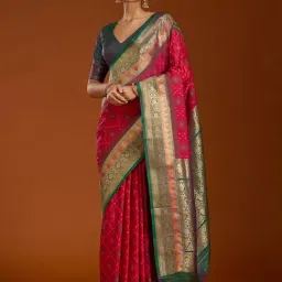 Koskii Rani Pink Pochampalli Silk Saree-picture-11
