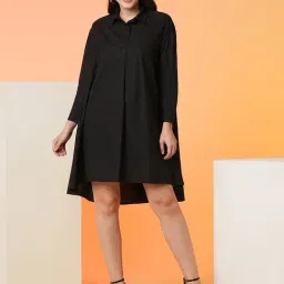 Globus Black Cotton Relaxed Fit A Line Dress-image-18