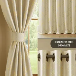 Urban Space Polyester Beige Room Darkening 8 ft Long Door With Tieback & Eyelets - Pack of 1 image 4