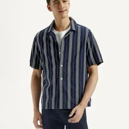 Levi's Navy Cotton Relaxed Fit Striped Shirt-picture-18
