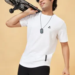Street 808 By Pantaloons Snow White Regular Fit Texture T-Shirt image 4