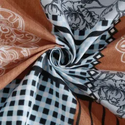 Klotthe Sky Blue & Brown 300 TC Polycotton Double Book Fold Bedsheet with 2 Pillow Covers image 4