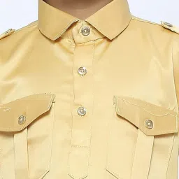 Kids Island Boys Gold Solid Full Sleeves Kurta Set image 4