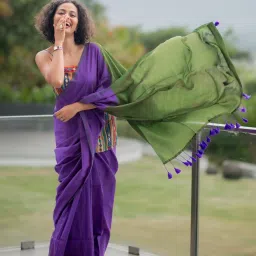 Suta Blue Solid Saree image 4