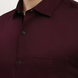 Allen Solly Maroon Cotton Slim Fit Shirt image 4