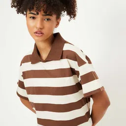 max Women Striped V-Neck Pockets T-shirt-picture-24