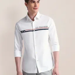 U.S. Polo Assn. White Cotton Regular Fit Striped Shirt-picture-22